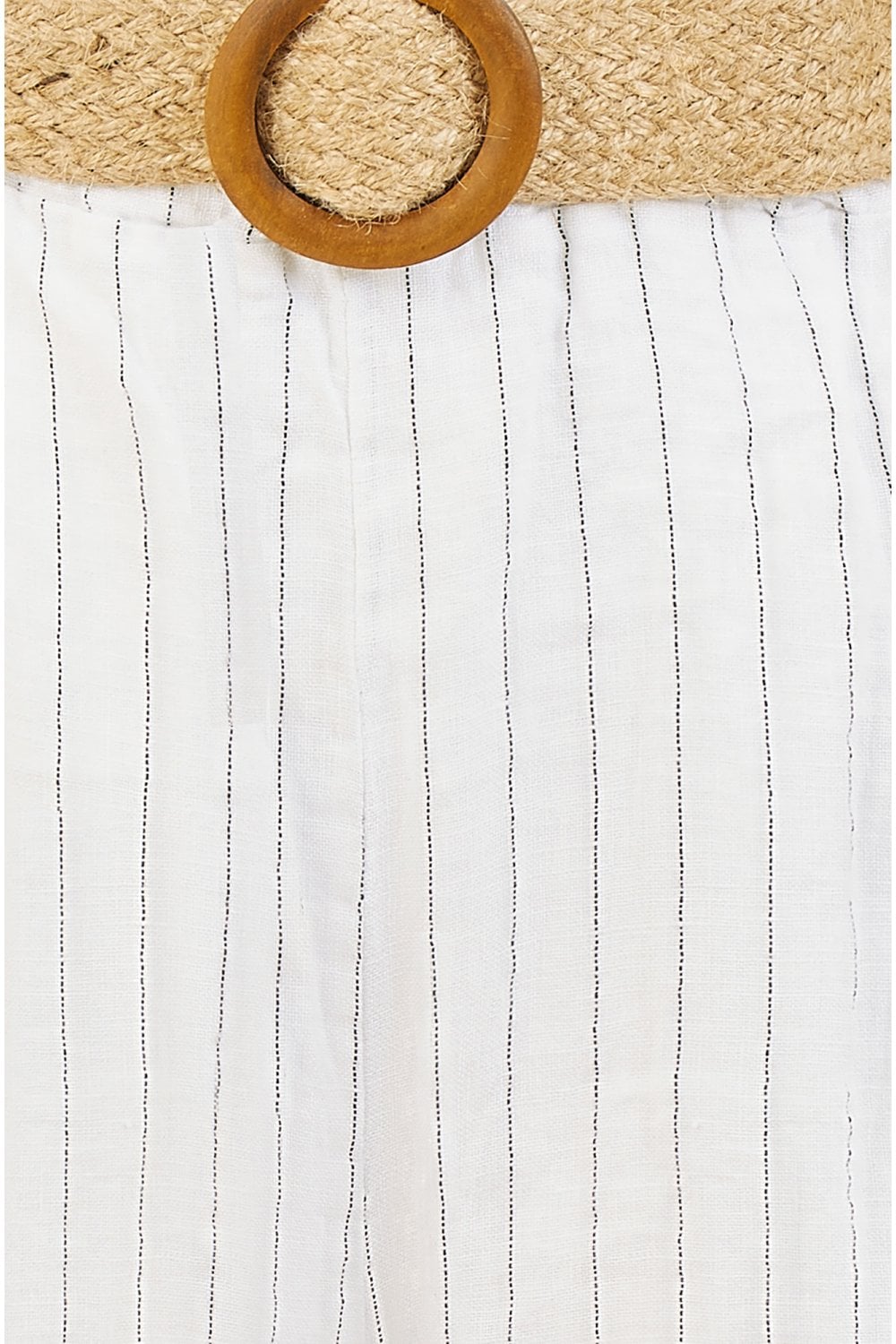 Yumi White Striped Italian Linen Shorts With Belted Yumi