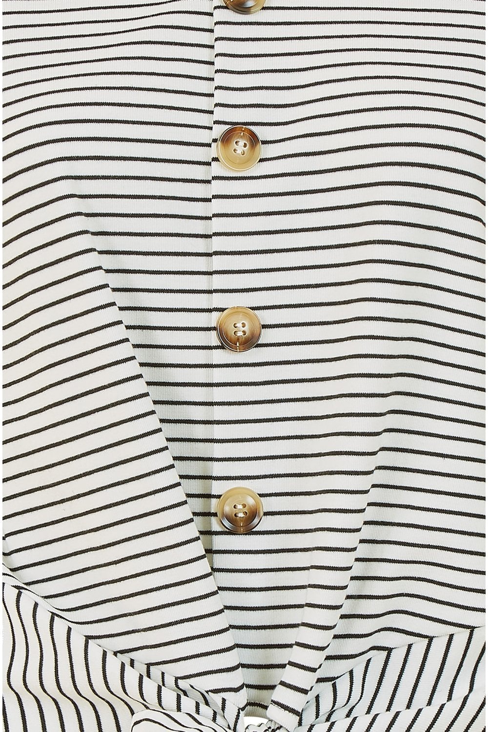 Yumi White Striped Jersey Button Detail Top Yumi