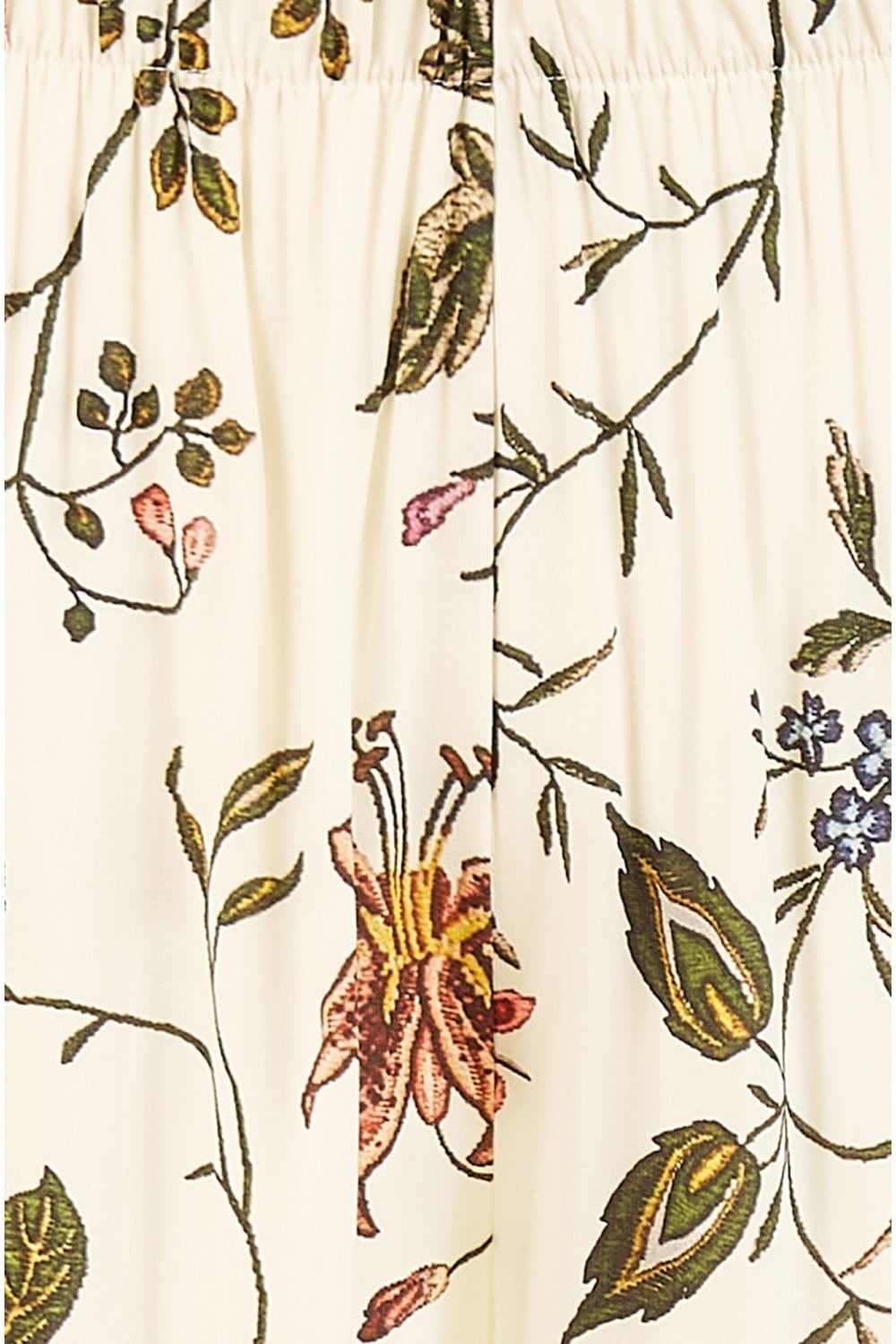 Yumi White Viscose Bird And Floral Print Wide Leg Trousers Yumi