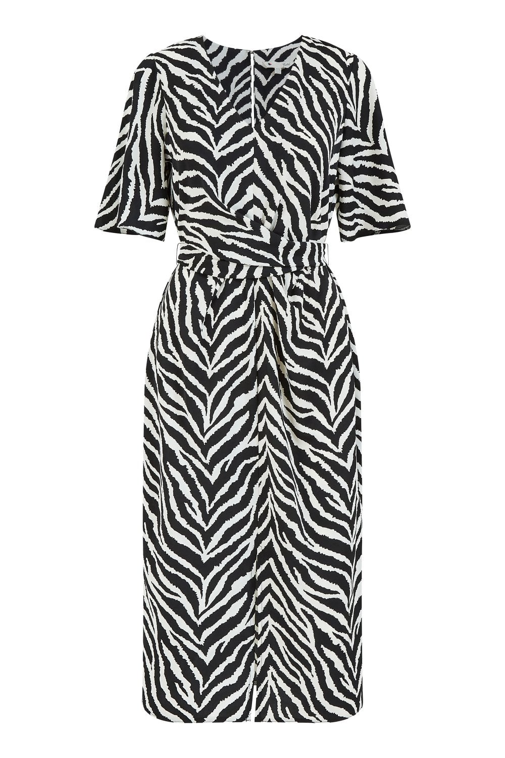 Yumi Zebra Print Satin Kimono Sleeve Wrap Dress Yumi